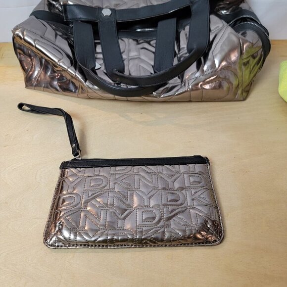 Donna Karan Logo DKNY Puffer Satchel w Matching Wallet - Picture 3 of 14